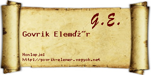 Govrik Elemér névjegykártya